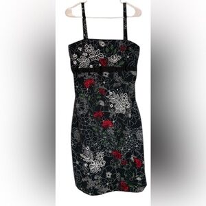 Dolce Apparel Beaded Floral Sheath Dress - Removable Straps - Size Large